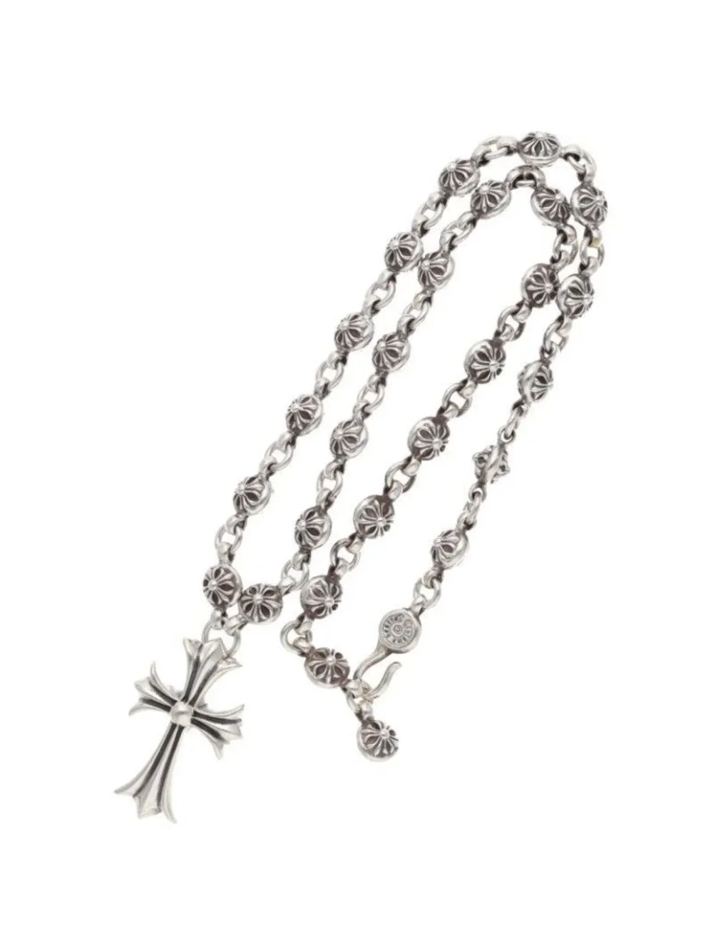 Chrome Hearts 1 CH Crossball Chain Small CH Cross Silver